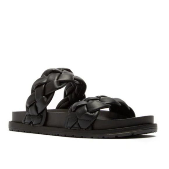 !! NEW !! Double Strap Platform Sandals with braided detailing in Black - Picture 2 of 5